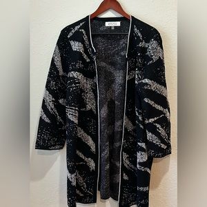 Kasper Women's Foil-Print Cardigan Sweater Size XL